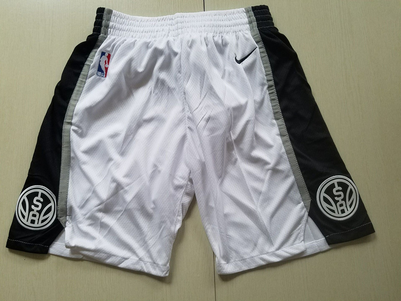 2018 Men NBA Nike San Antonio Spurs white shorts->->NBA Jersey